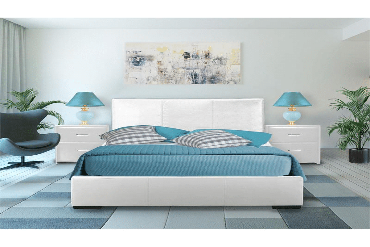 Abbey White Upholstered Platform Bed