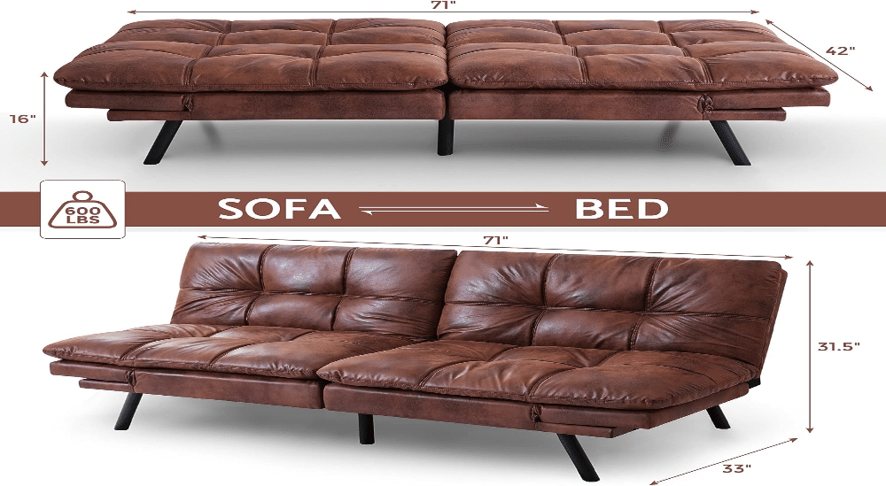 Faux Leather Futon Sofa Bed