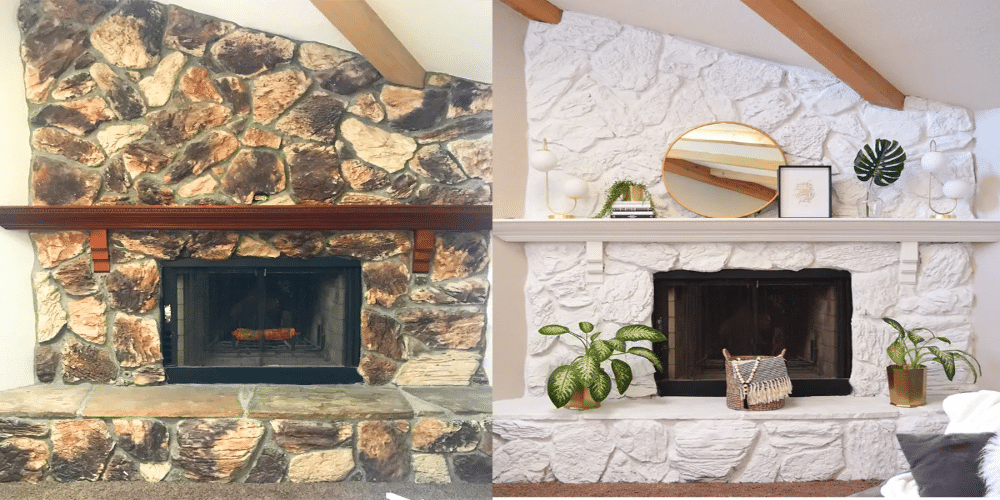 Paint the Stone Fireplace