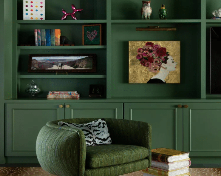 The Green Accent Open Shelf Wall