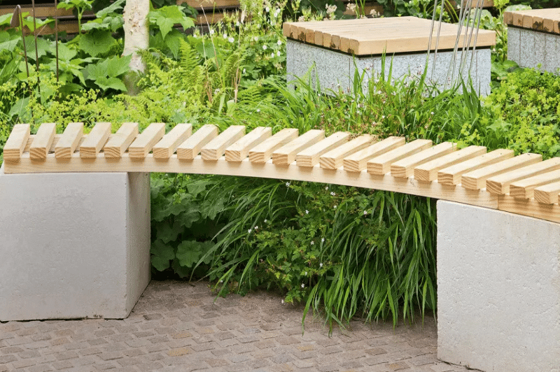 Wooden Benches for Garden Edging