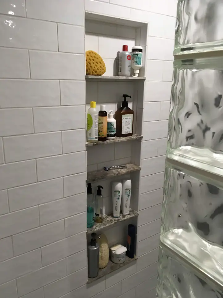 Shower Niche extending to the Full Length of the Wall