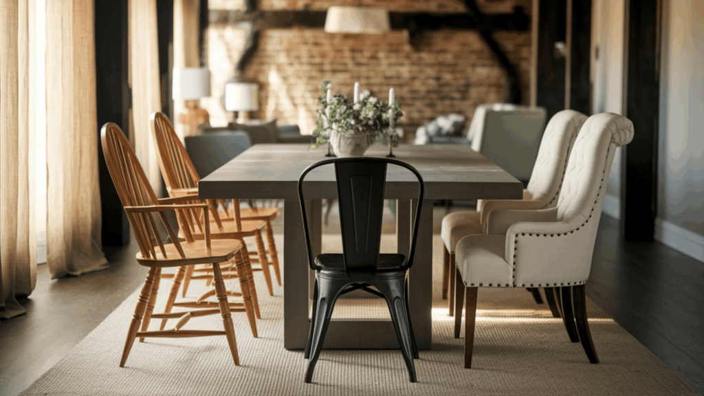 2 mixed materials wood metal upholstered