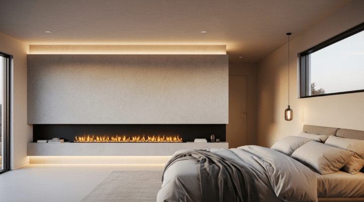 Accent Wall with Built-In Fireplace