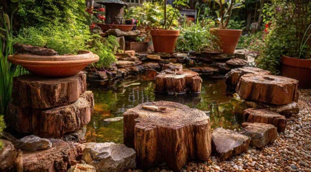 add height with logs or stacked pot