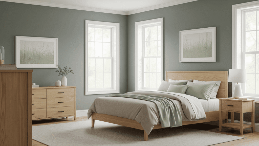behr's sage gray in bedroom