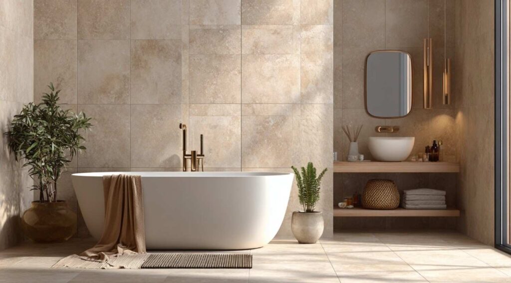 beige with large format tile