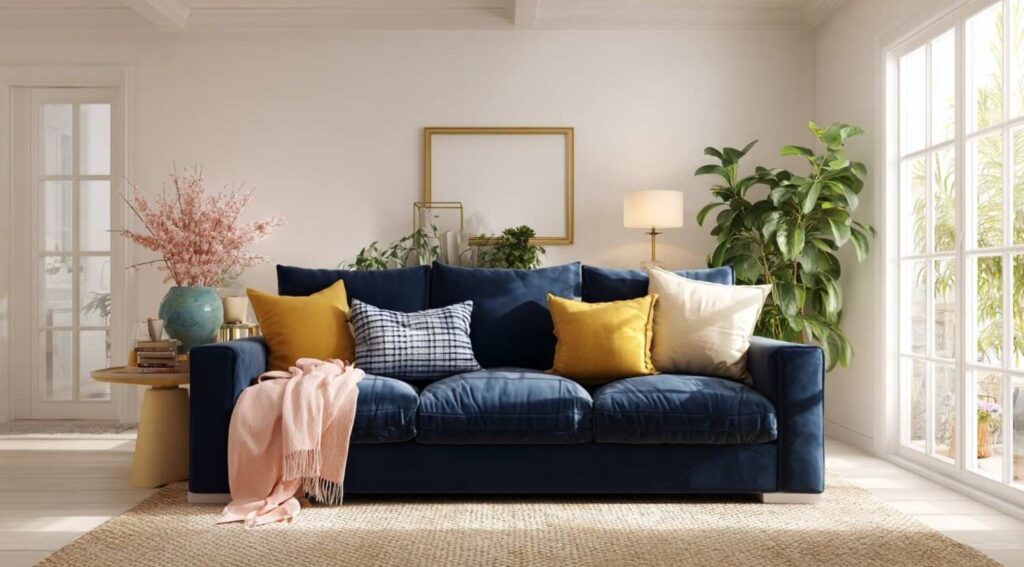 Best Color Pairings for a Navy Blue Sofa