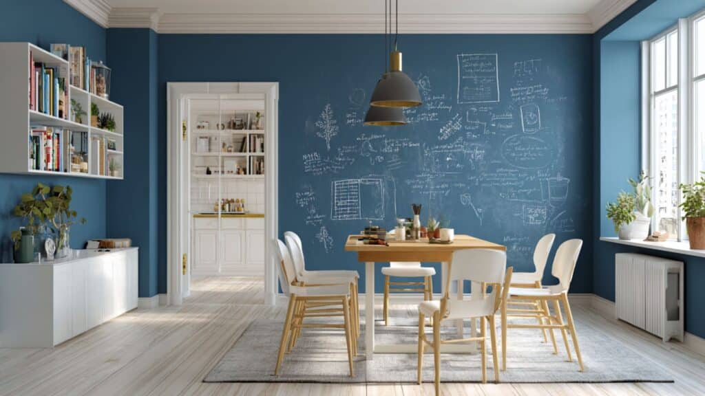 blue chalkboard paint wall for notes