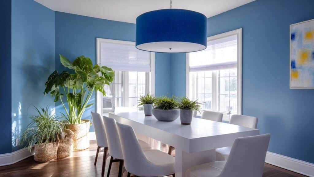 blue drum shade ceiling light