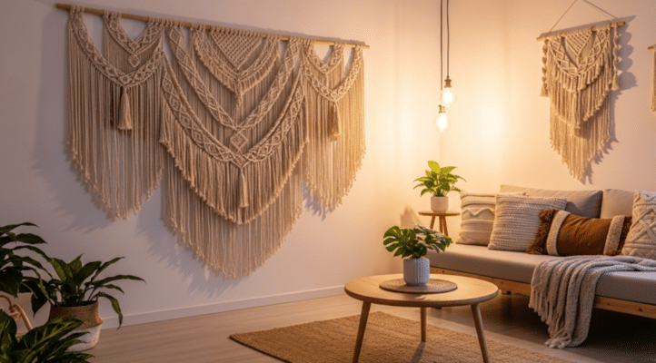 Boho-Inspired Macrame or Textile Feature Wall