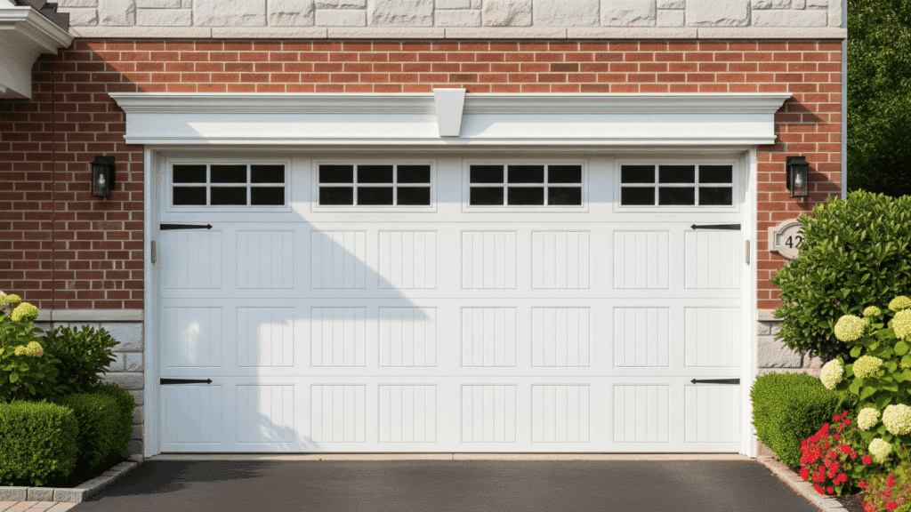 classic white garage door color idea