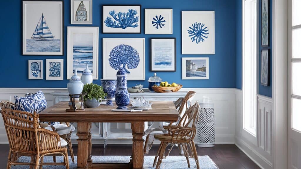 coastal blue and white framed art prints