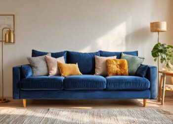 decorating around a navy blue sofa made easy