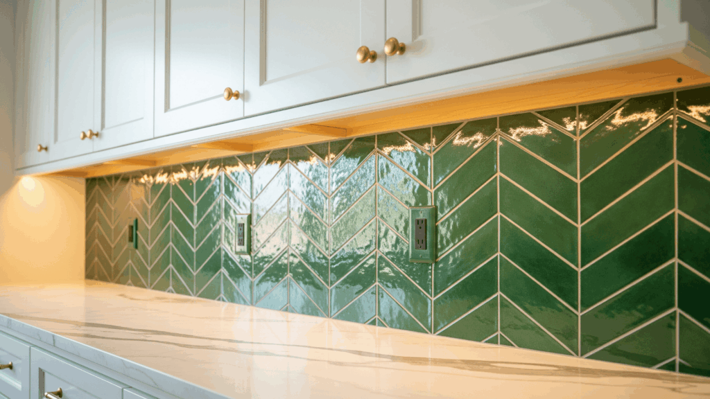 emerald jewel tone statement kitchen