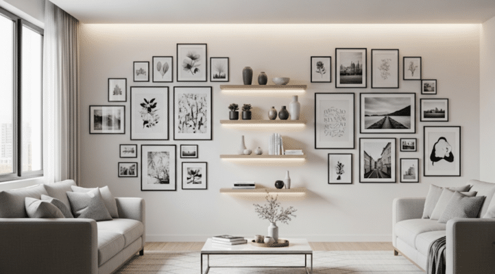 Gallery Wall with Floating Shelves