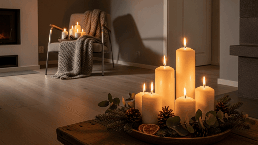 hygge inspired candle displays
