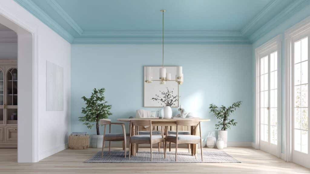 matte pastel blue ceiling