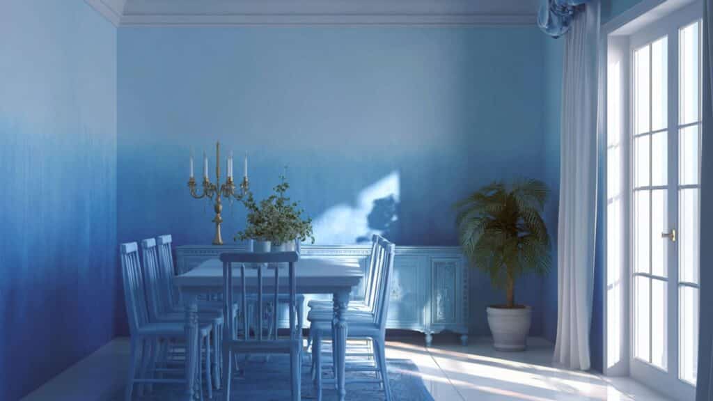 ombre blue gradient wall paint