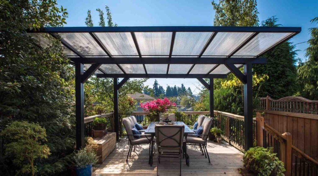 polycarbonate or aluminum awning