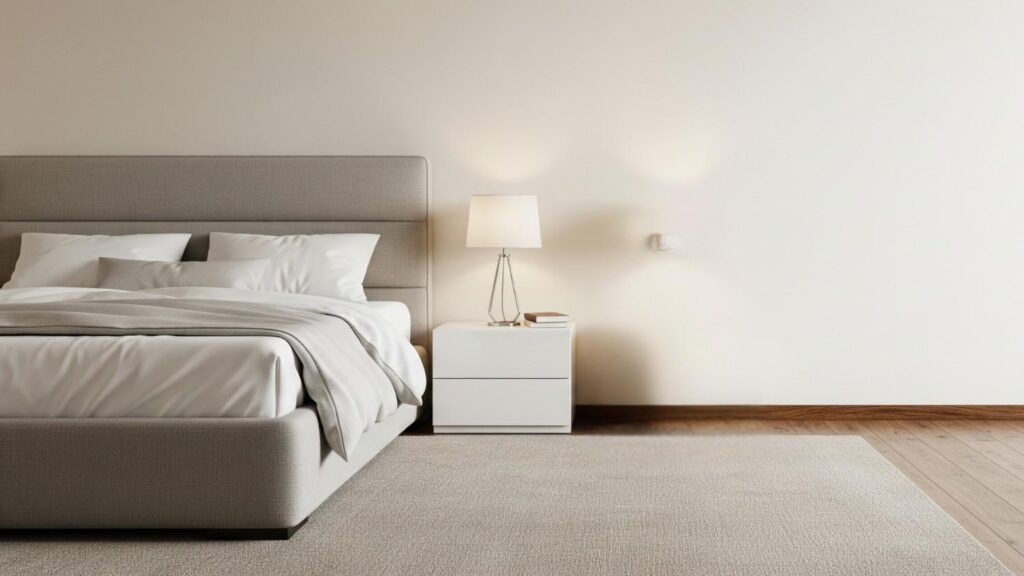 position rug in front of nightstand