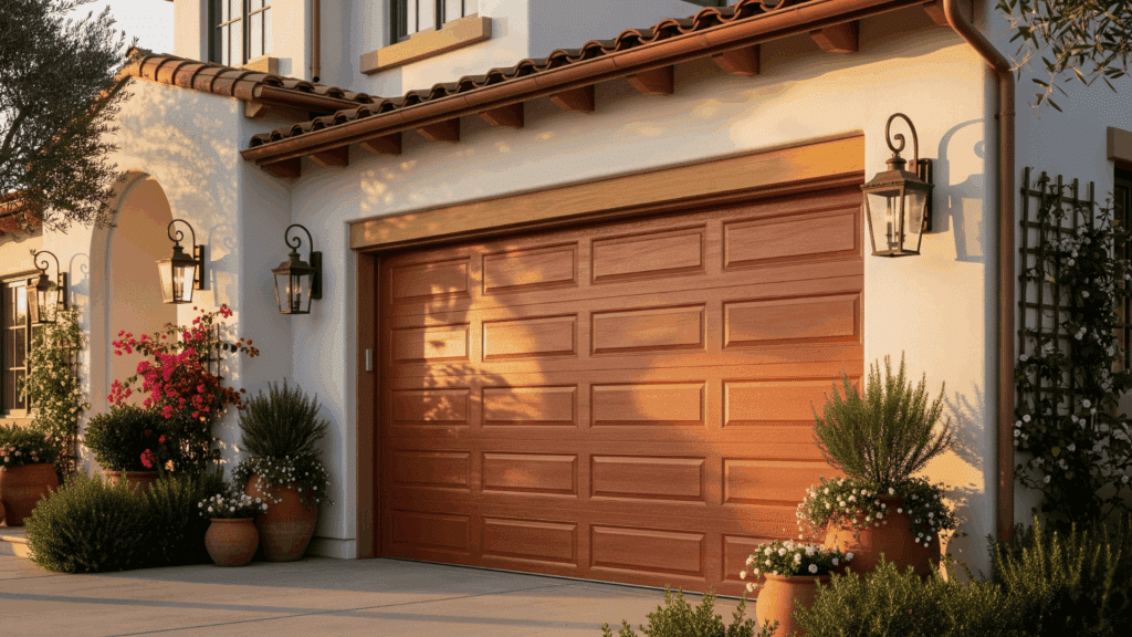 terracota garage door color idea
