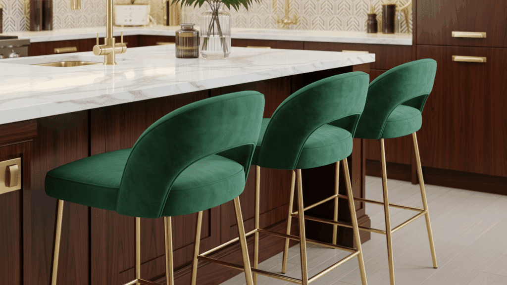 velvet and metallic stools
