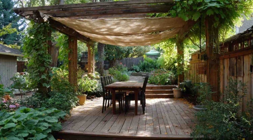 wooden awnings for a natural loo