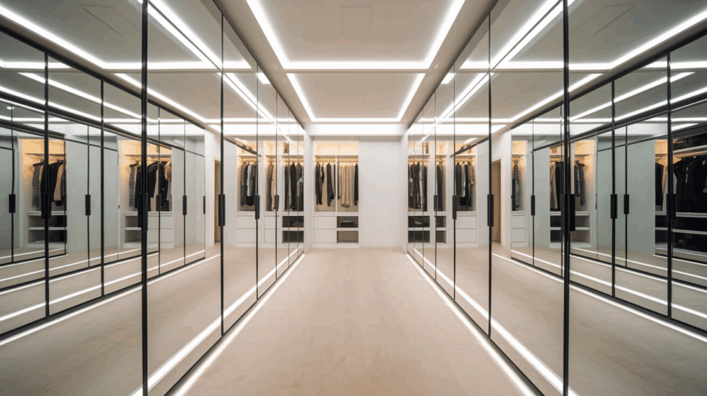 Mirrored Walk-in Closet