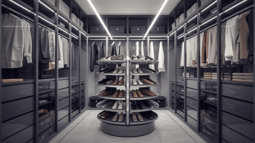 Rotating Shoe Walk-in Closet