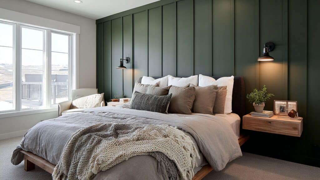 bedroom with board and batten wall