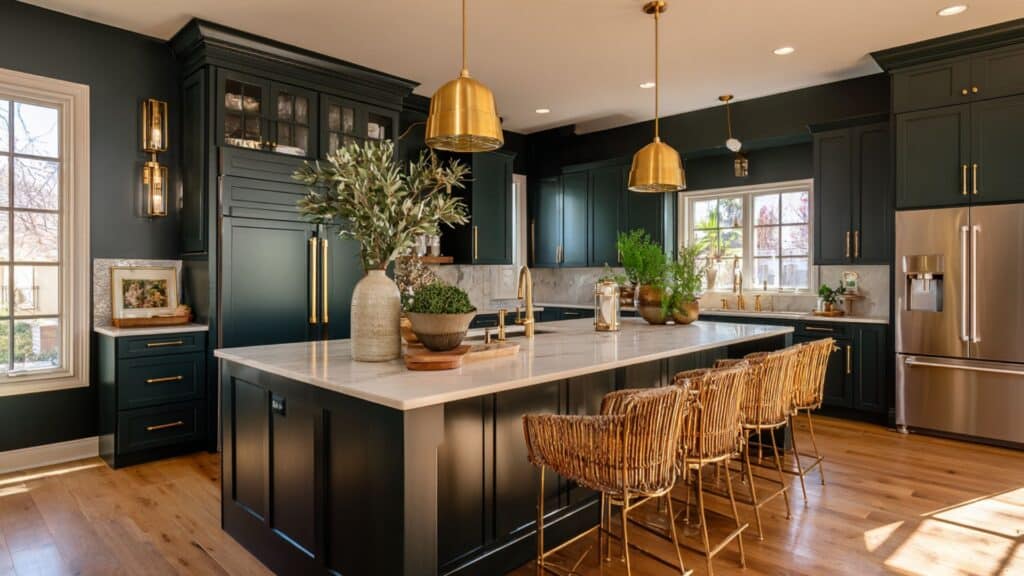 Dark Green and Gold Accents for Luxury Styling