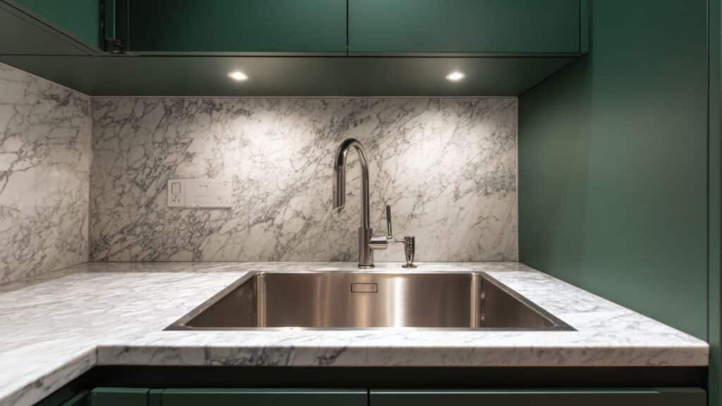 Dark Green with a Modern Undermount Sink