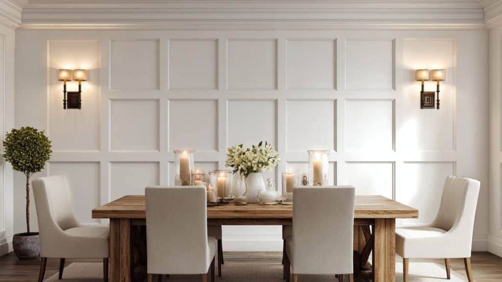 dining room with board and batten wall