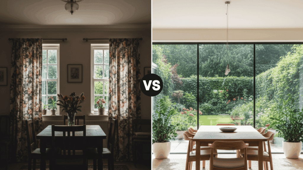 from small windows to a wall of glass before and after