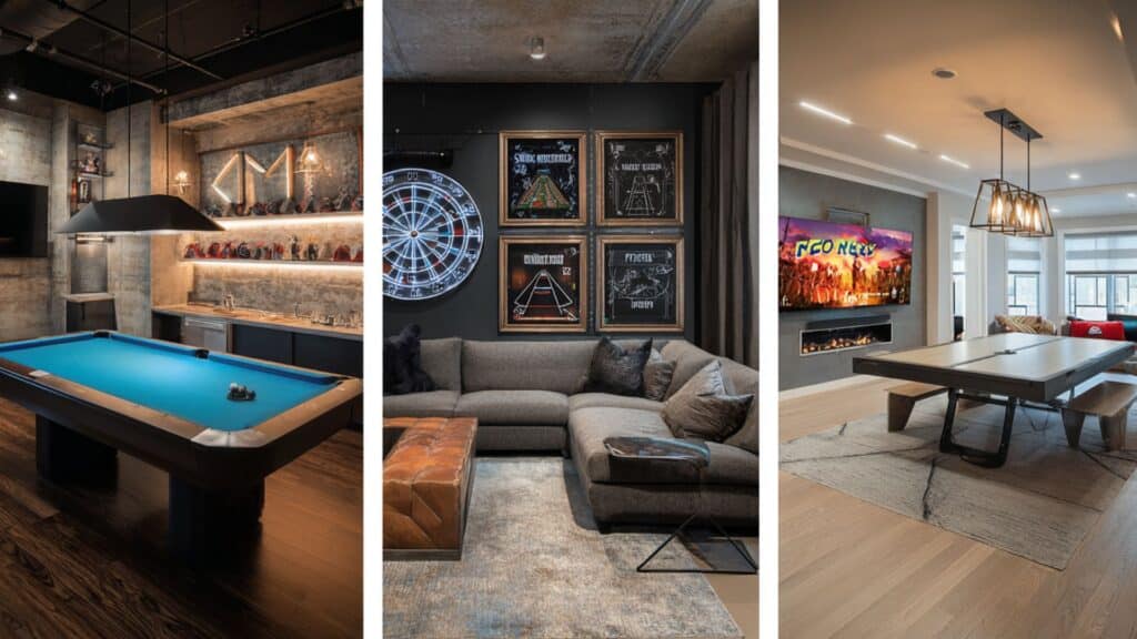 game room with different design styles