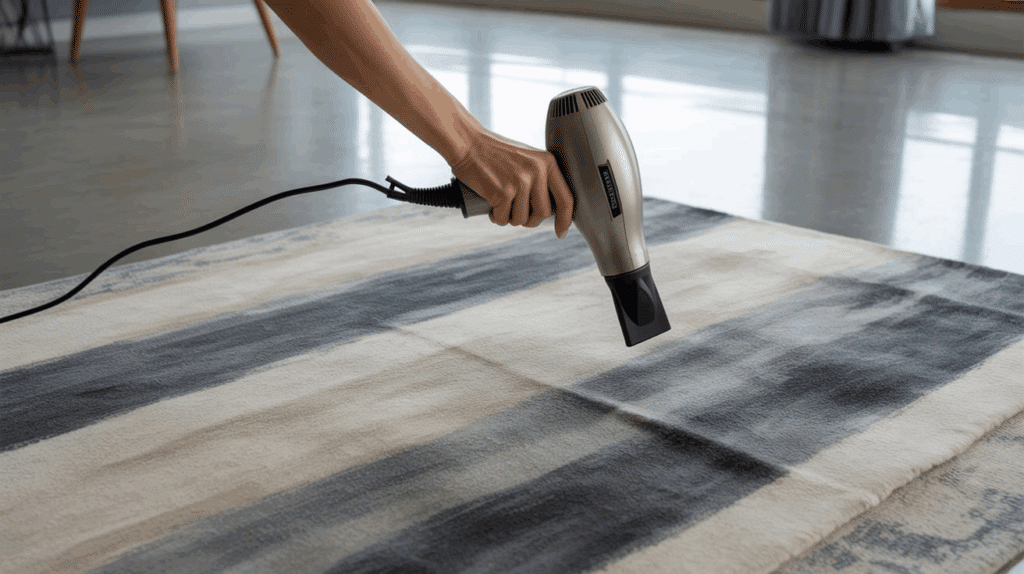 hair dryer rug flatening method