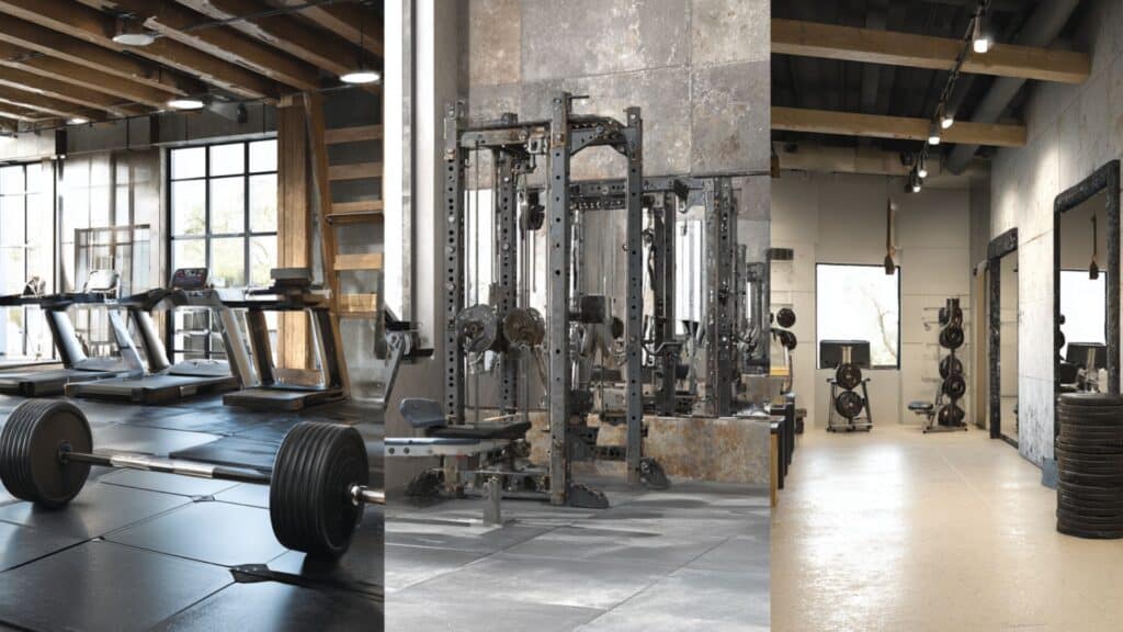 home gym or exercise room with different design styles