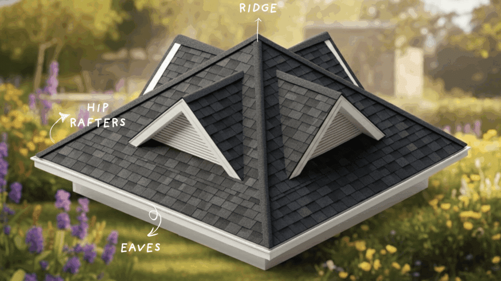 key components of a hip roof