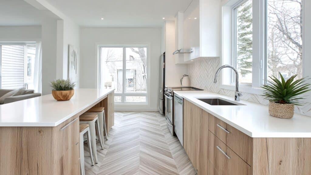 kitchen with herringbone