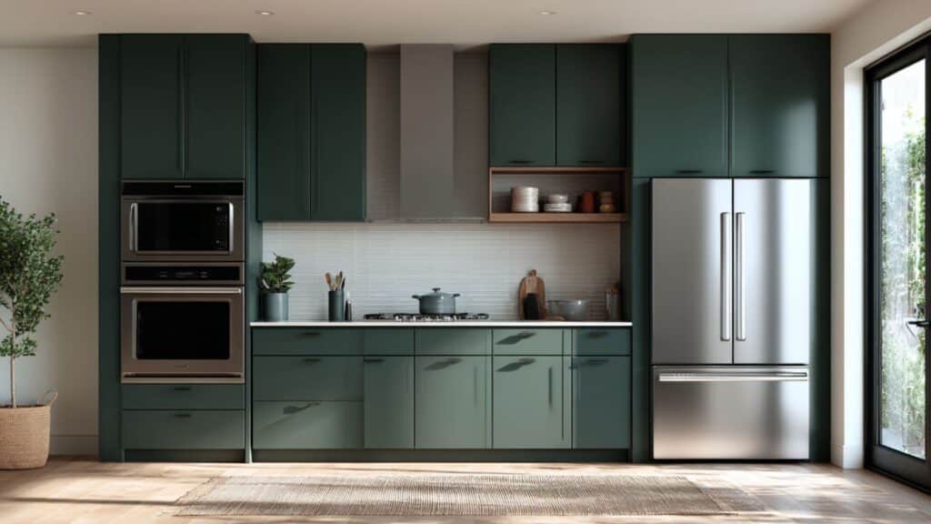 Matte-Finish Dark Green Cabinets for a Modern Vibe