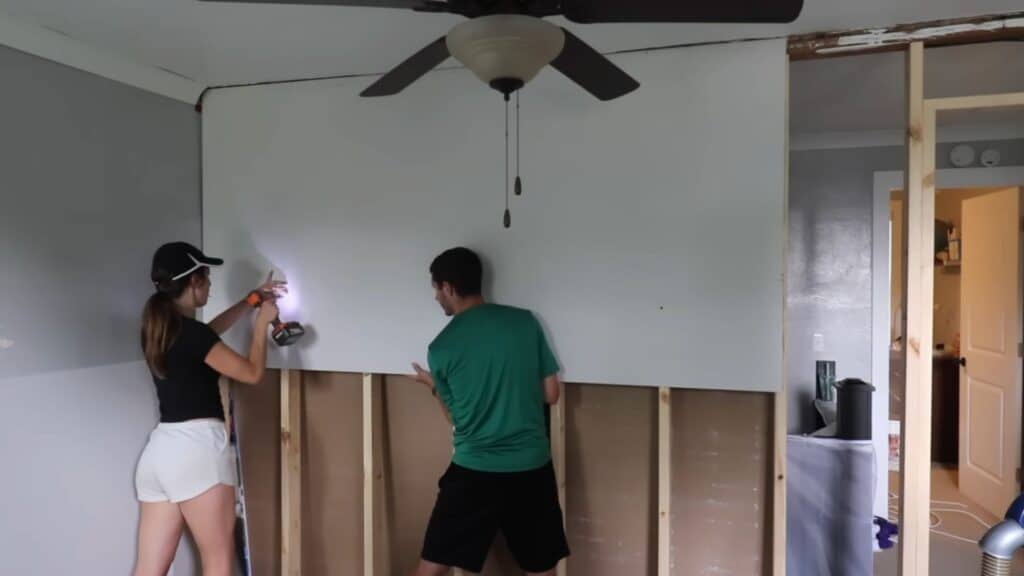 step four install the drywall