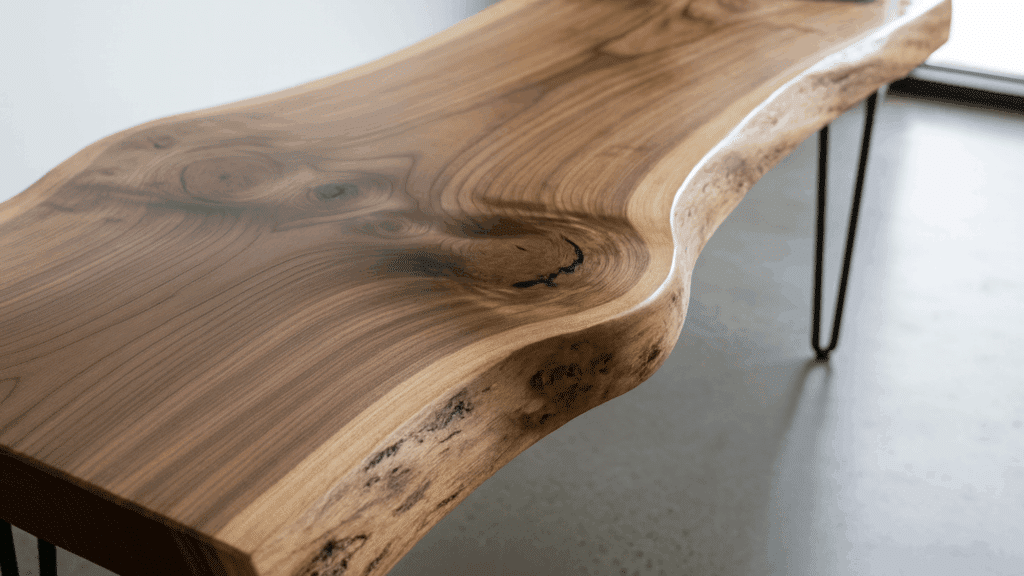 live edge wood bench