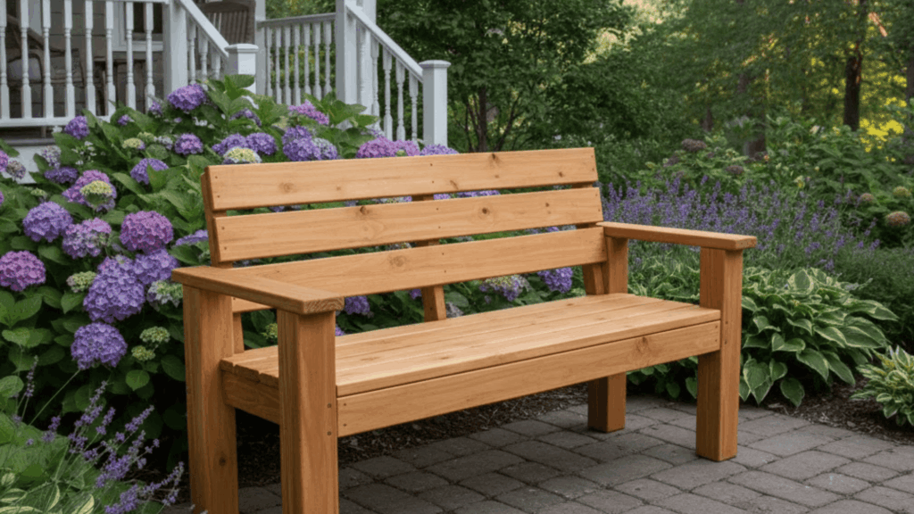 simple pine garden bench