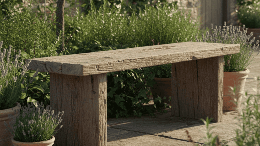 2 rustic reclaimed wood bench