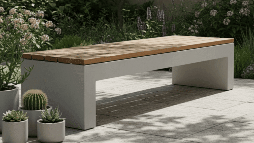 concrete garden bench