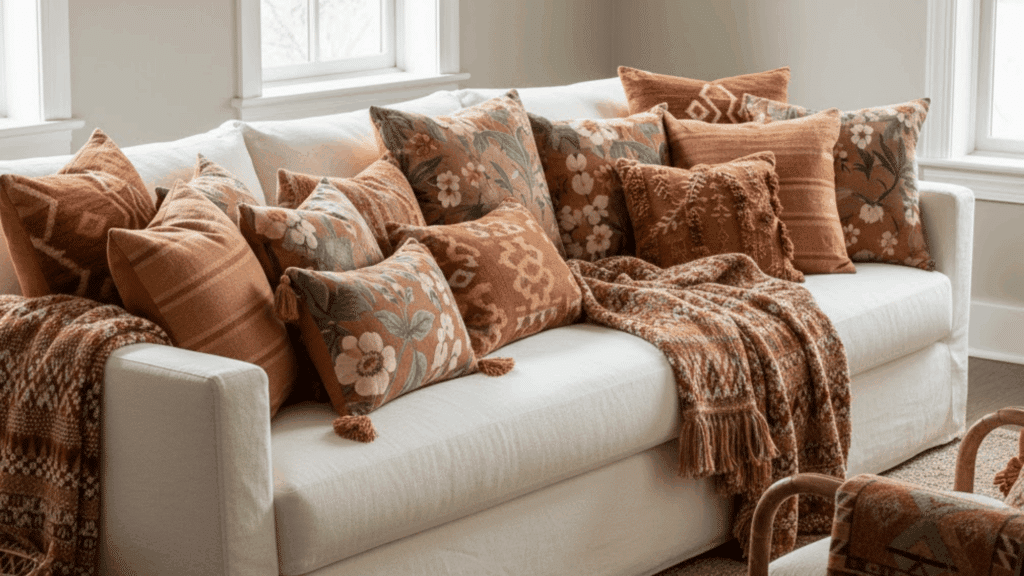 9 patterned throw pillows