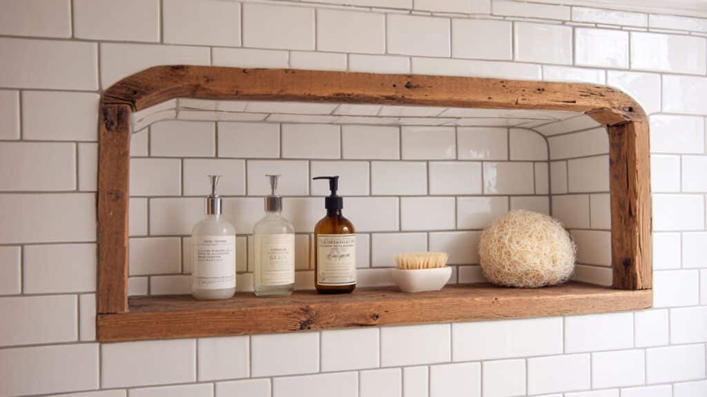 reclaimed wood trimmed niche