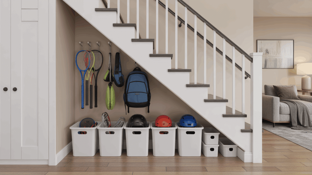 sports closet under stair