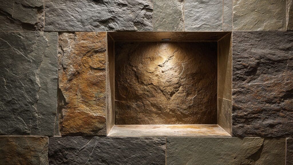 textured stone niche